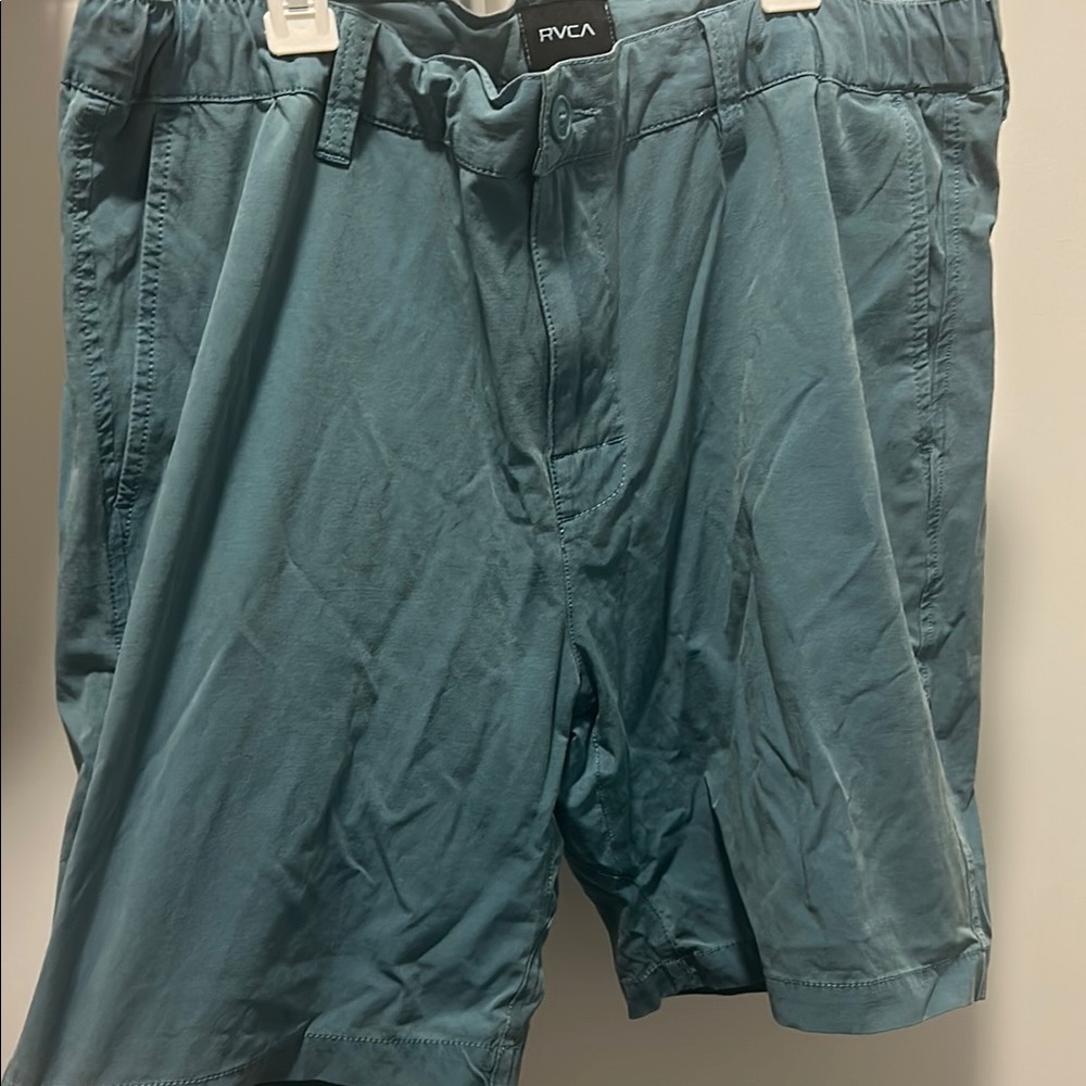 RVCA Blue Flat Front Khaki Shorts Casual Style